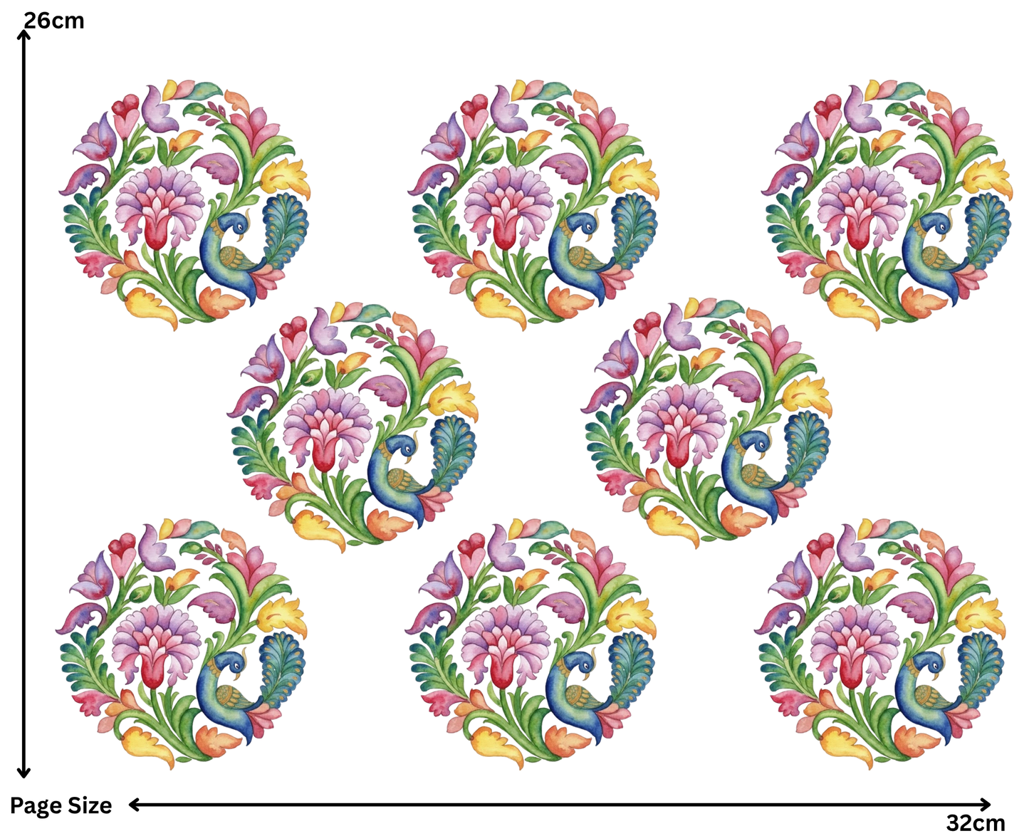 Peacock Floral (1 Sheet: Water Transfer Sticker)