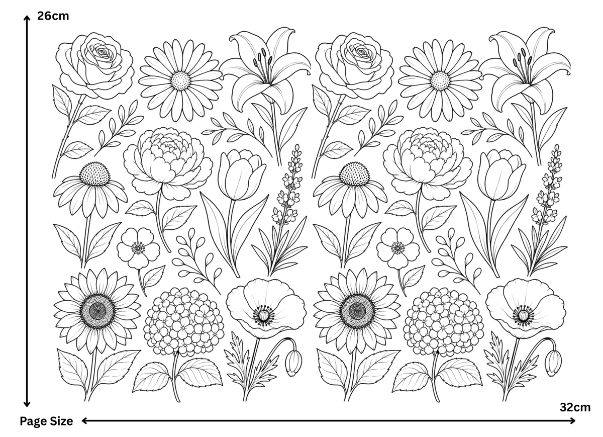 Flower Line Pattern (1 Sheet: Water Transfer Sticker)