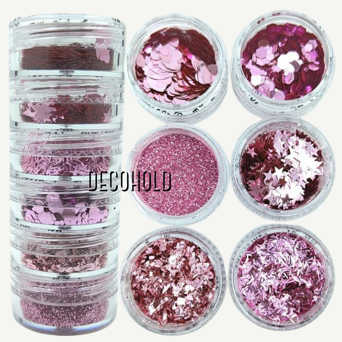 6 in 1 glitter pink