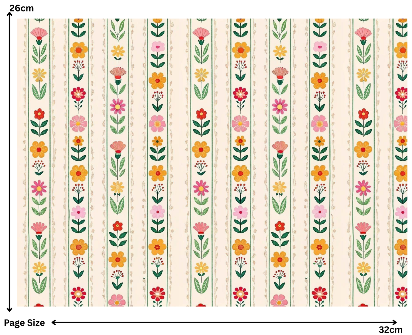 Floral Stripes (1 Sheet: Water Transfer Sticker)