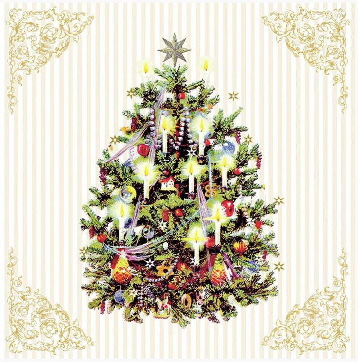 Christmas Tree Gold backdrop Decoupage