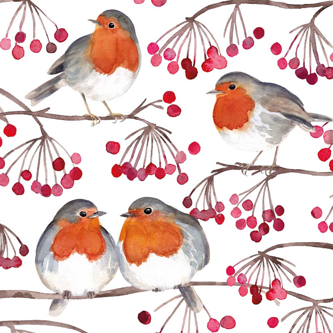 Red Bird and cherry Branch Decoupage tissue