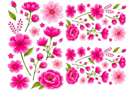 Bright Pink Flower (1 Sheet: Water Transfer Sticker)