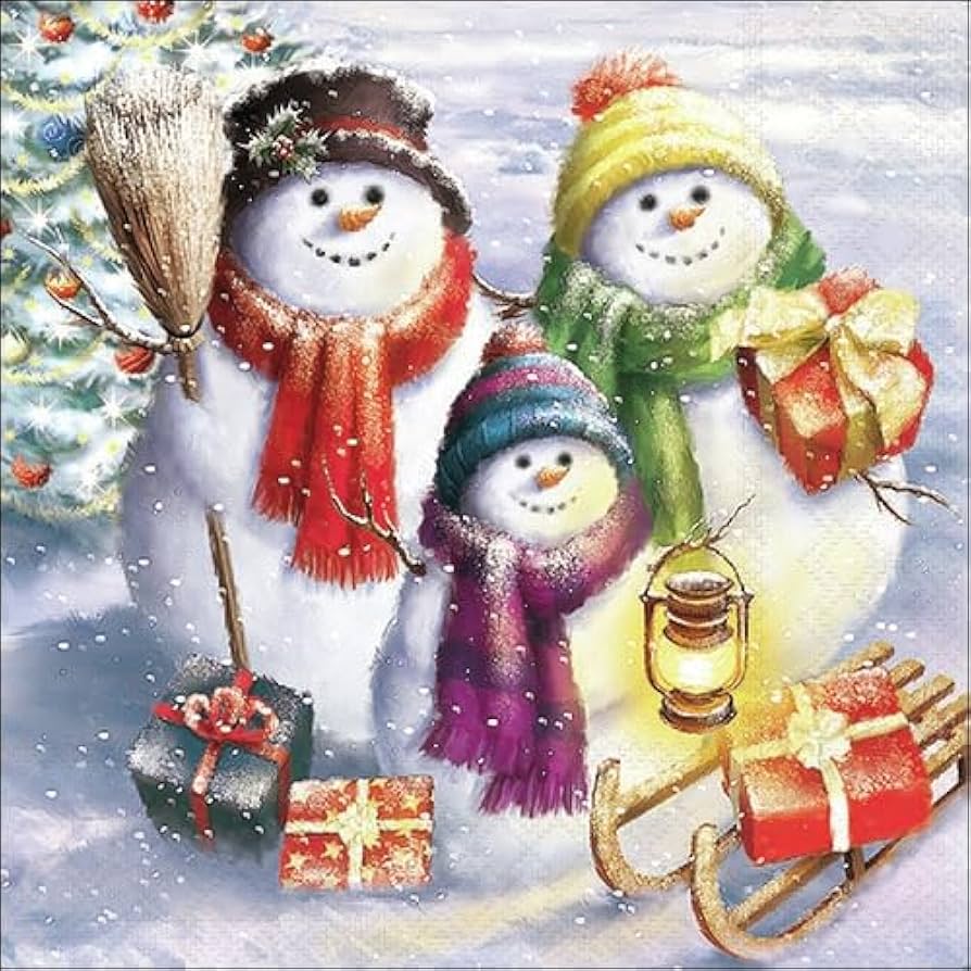 Snowman Family Decoupage