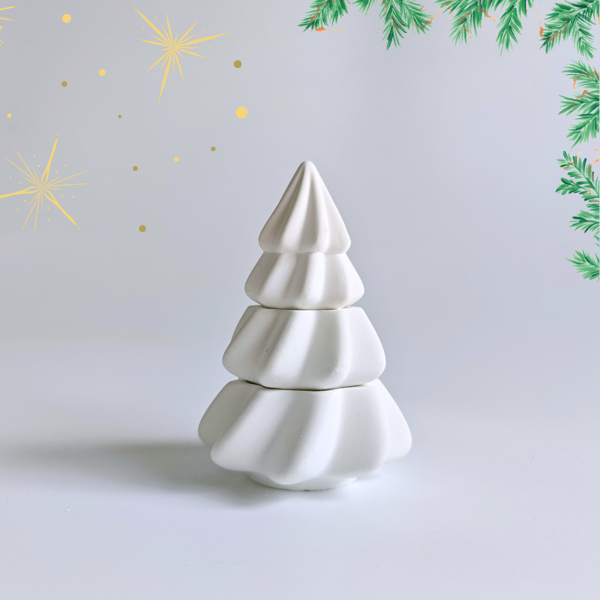 Stack of 3 Christmas Tree Candle Jar Mould for diy concrete, jesmonite, resin and candle handmade decor