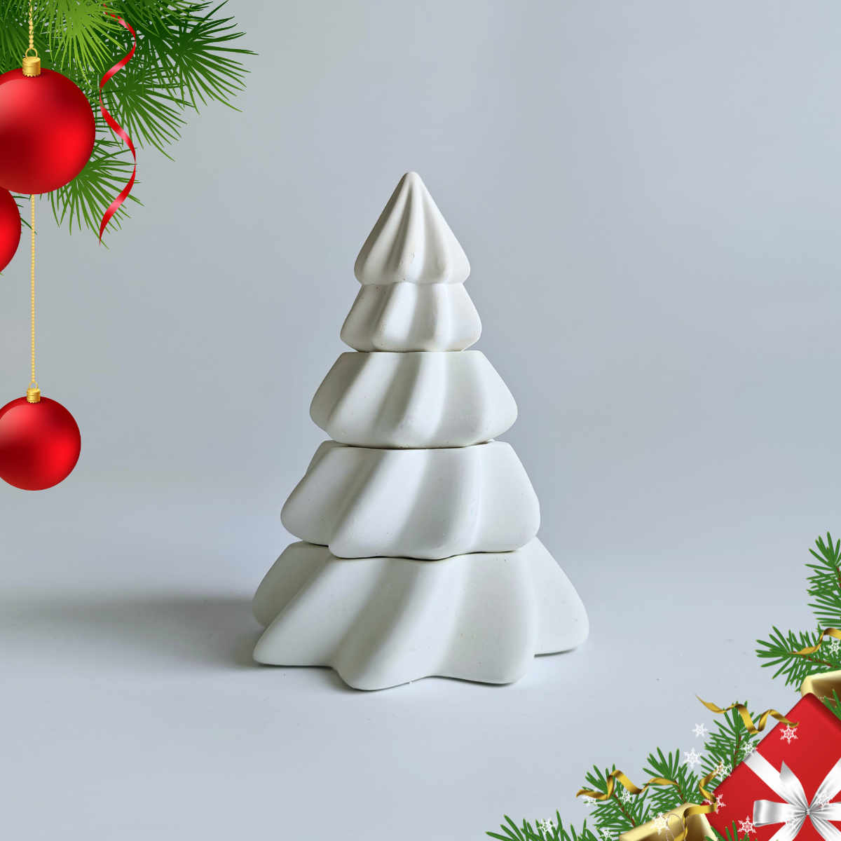 Stack of 4 Christmas Tree Candle Jar Mould for diy concrete, jesmonite, resin and candle handmade decor