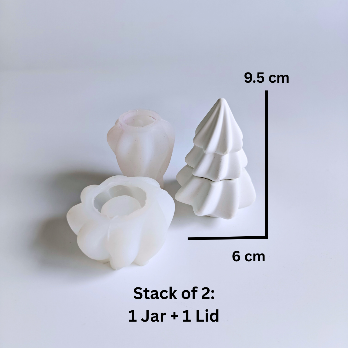 Stack of 2 Christmas Tree Candle Jar Mold