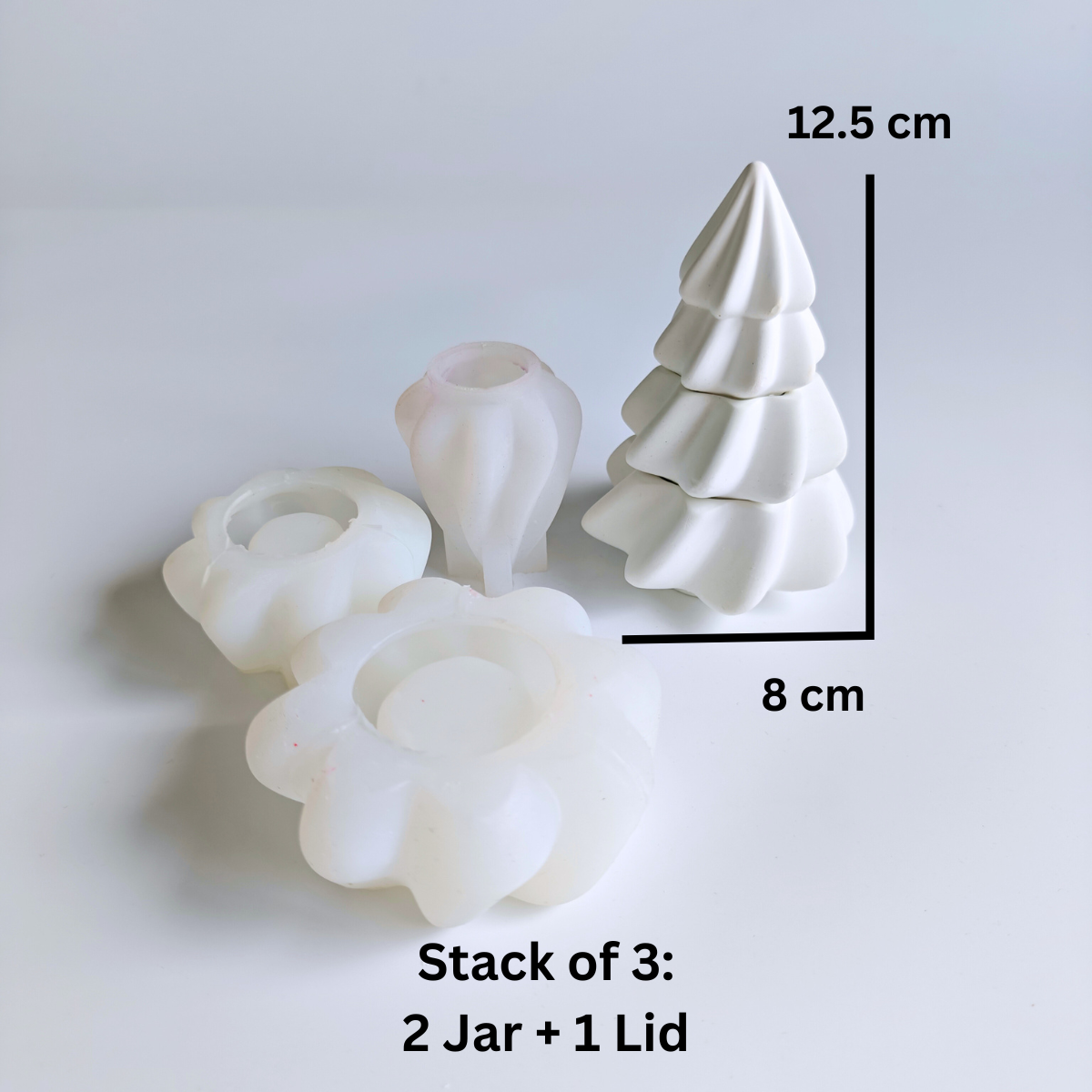 Stack of 3 Christmas Tree Candle Jar Mold