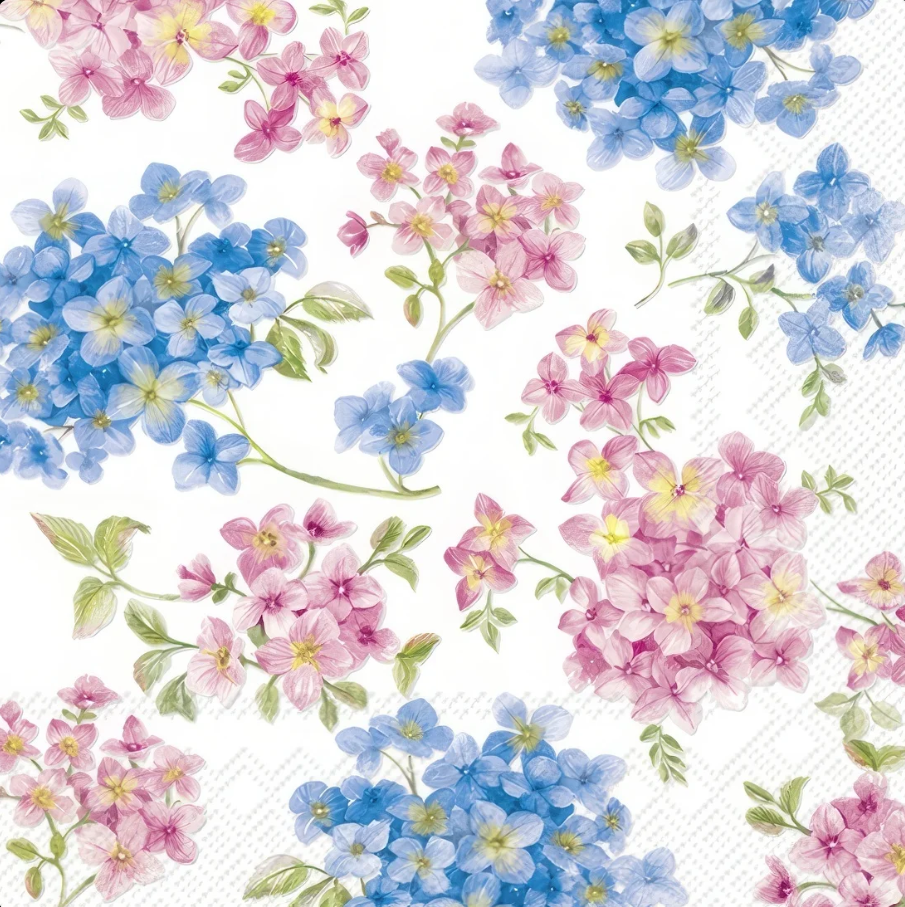 Blue and Pink Flower Decoupage (1 Tissue)
