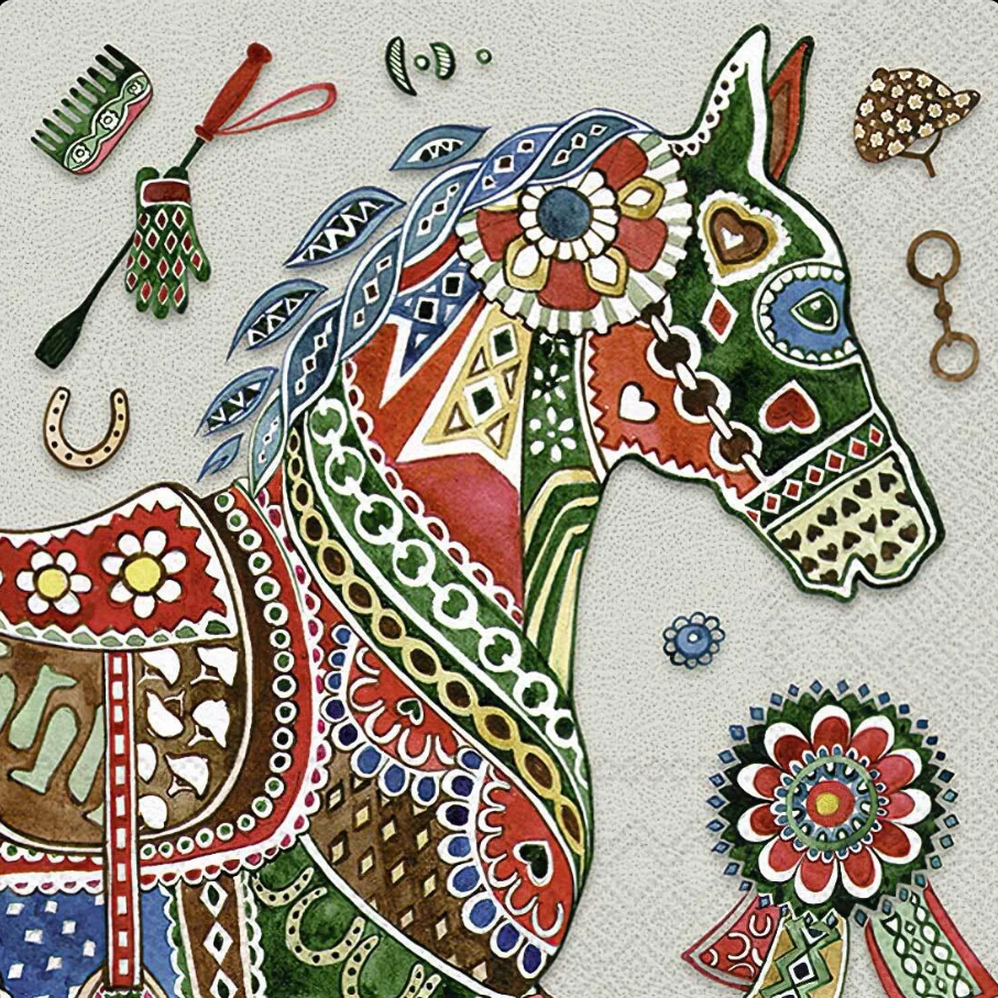 Festive Horse Decoupage (1 Tissue)