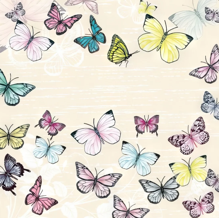 Multi Colour Butterfly Decoupage (1 Tissue)