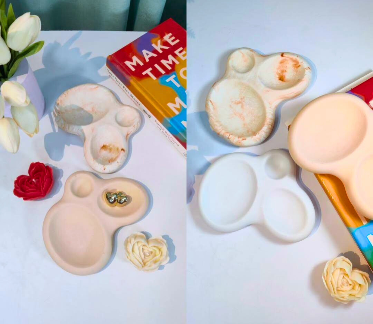 pebble trinket tray mould for diy concrete, jesmonite, resin and candle handmade decor