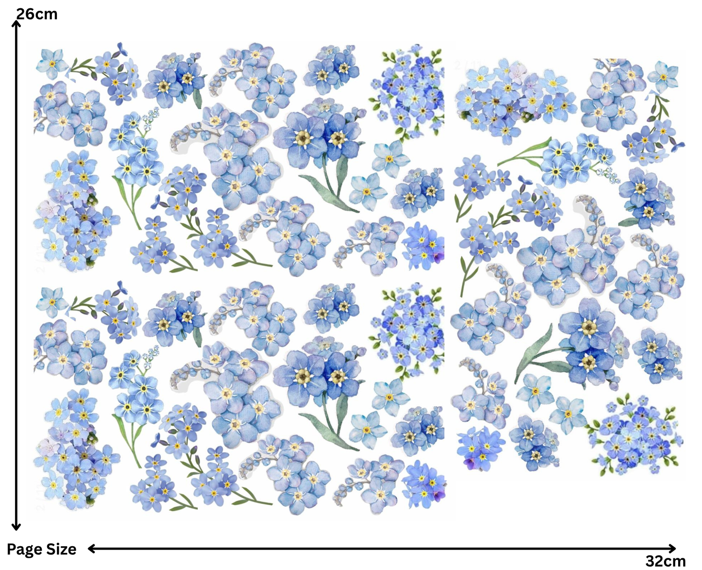 Blue Flower (1 Sheet: Water Transfer Sticker)
