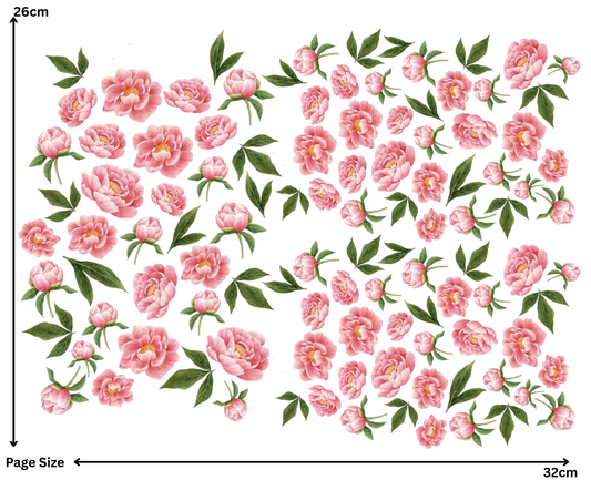 Pastel Pink Flower (1 Sheet: Water Transfer Sticker)