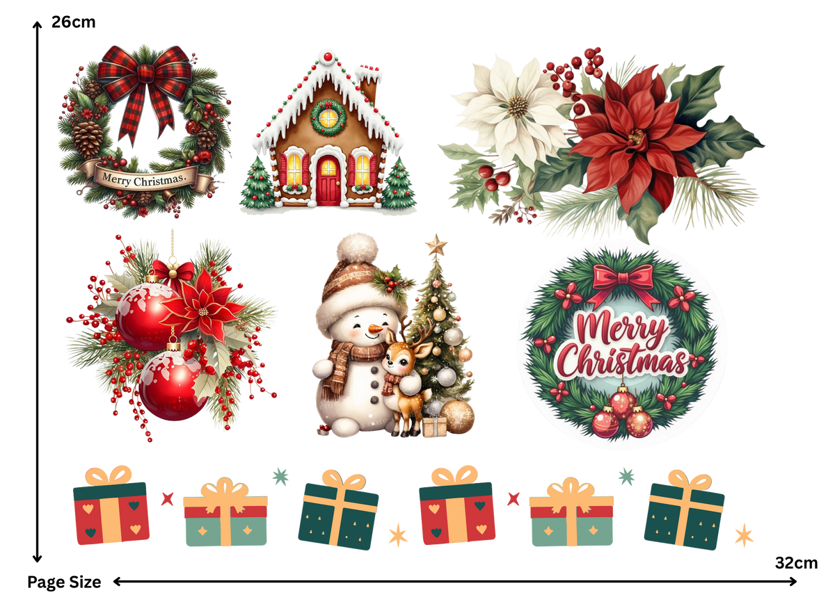 Christmas Gift Decor Motifs (1 Sheet: Water Transfer Sticker)