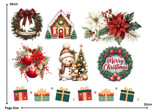 Christmas Gift Decor Motifs (1 Sheet: Water Transfer Sticker)