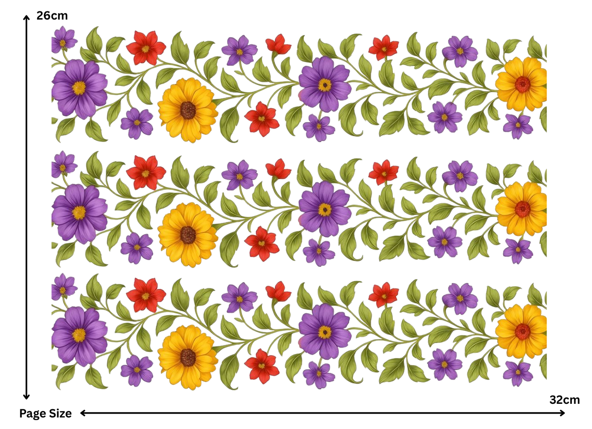 Flower Boarder Pattern (1 Sheet: Water Transfer Sticker)