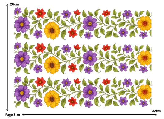 Flower Boarder Pattern (1 Sheet: Water Transfer Sticker)