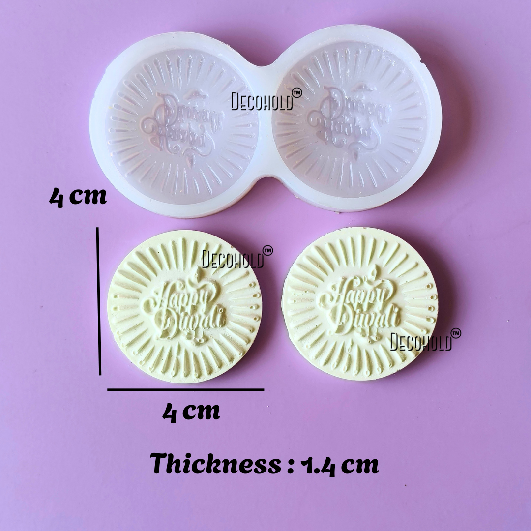 Happy Diwali Round Candle Topper Silicone Mold