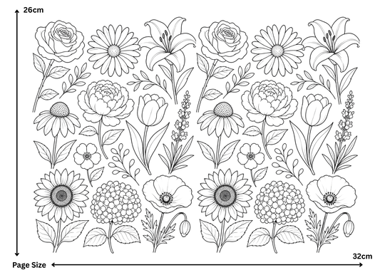 Flower Line Pattern (1 Sheet: Water Transfer Sticker)