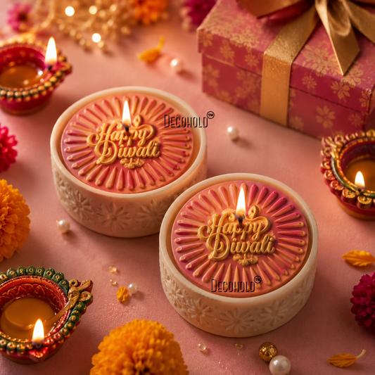 Happy Diwali Round Candle Topper Silicone Mold