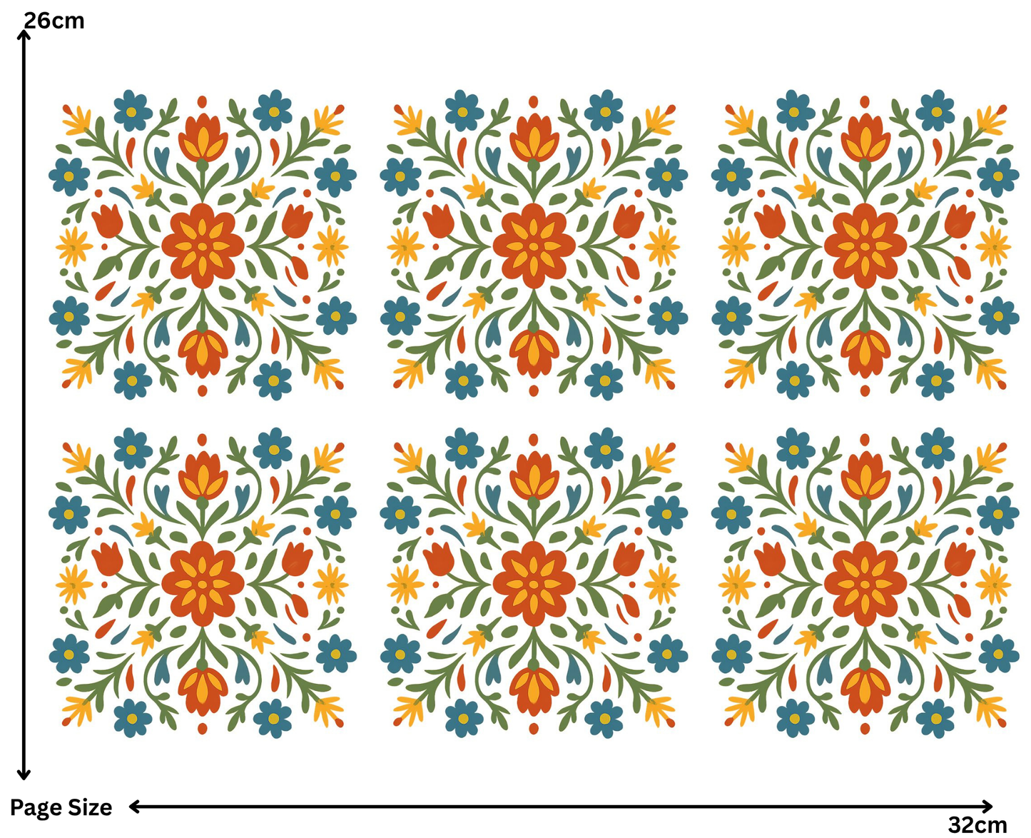 Red and Yellow Square Pattern (1 Sheet: Water Transfer Sticker)