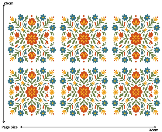 Red and Yellow Square Pattern (1 Sheet: Water Transfer Sticker)