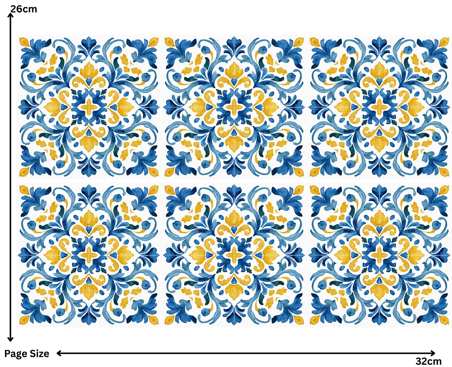 Blue & Yellow Square Pattern (1 Sheet: Water Transfer Sticker)