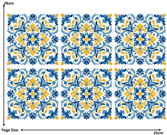 Blue & Yellow Square Pattern (1 Sheet: Water Transfer Sticker)