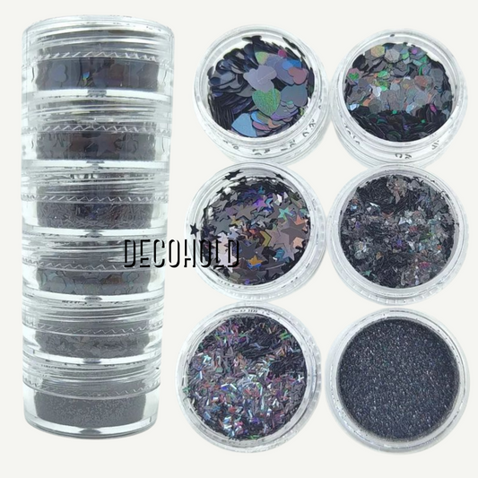 6 in 1 glitter black