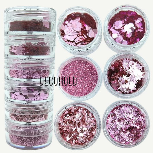 6 in 1 glitter pink