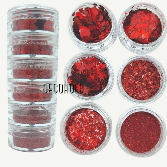 6 in 1 glitter red