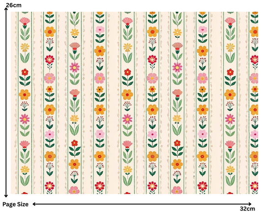 Floral Stripes (1 Sheet: Water Transfer Sticker)
