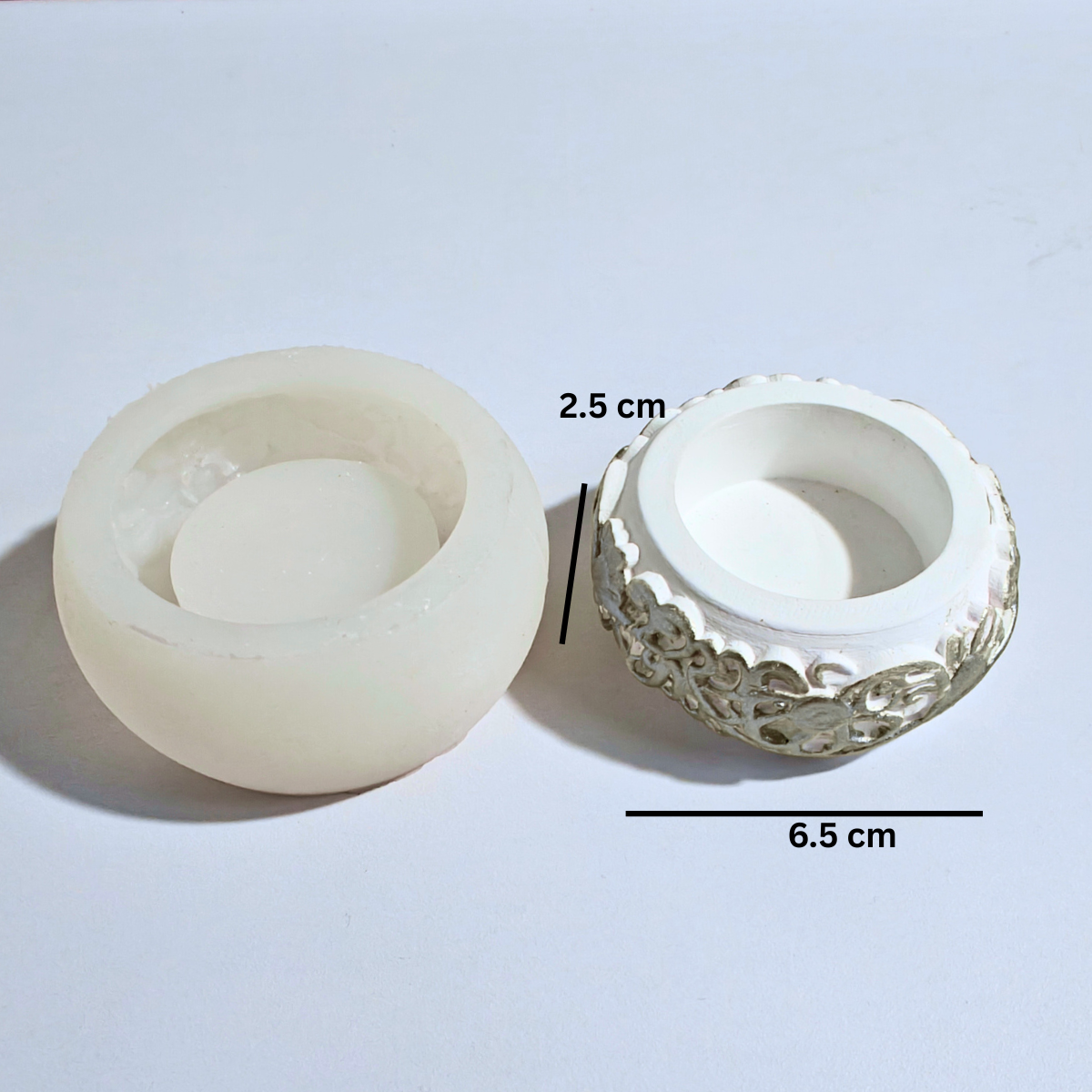 Carved Tealight Holder Mould for diy candle jar made with concrete, cement, jesmonite