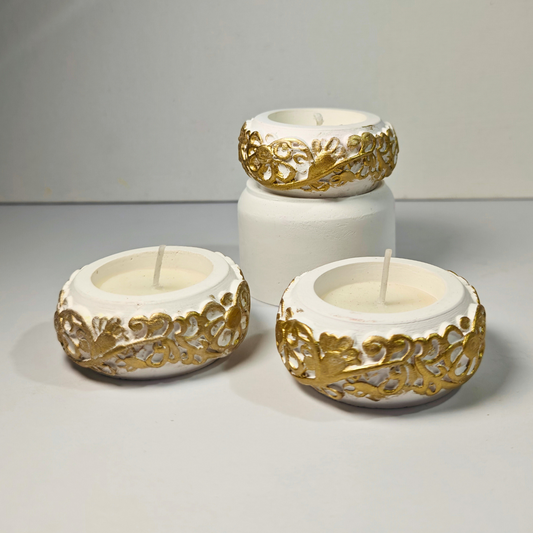 Carved Tealight Holder Mould for diy candle jar made with concrete, cement, jesmonite
