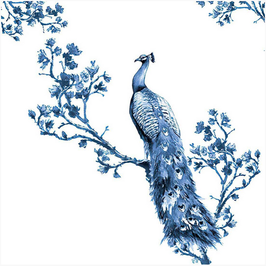 Ceramic Blue Peacock Decoupage