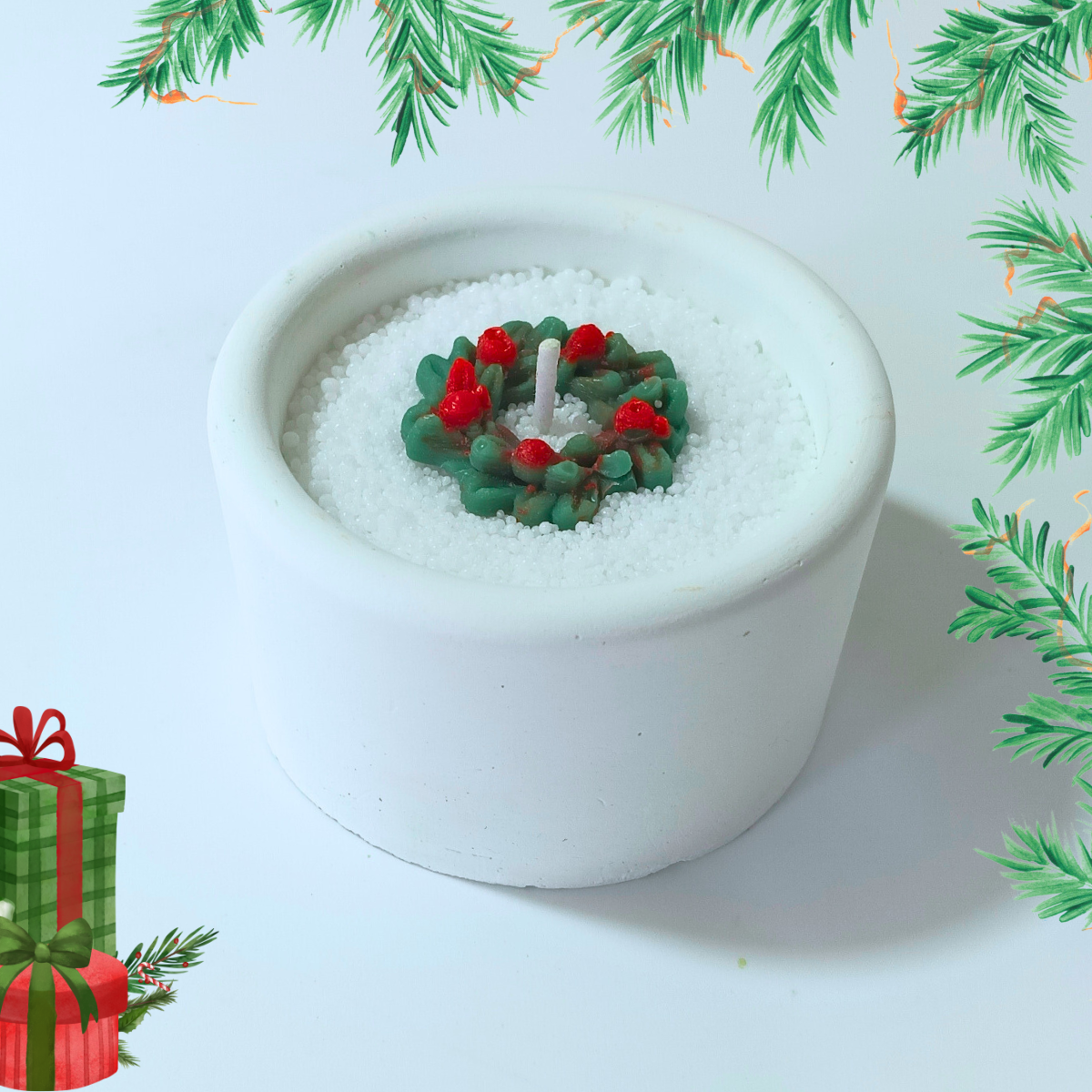 Christmas Wreath Candle Topper Mould for diy concrete, jesmonite, resin and candle handmade decor