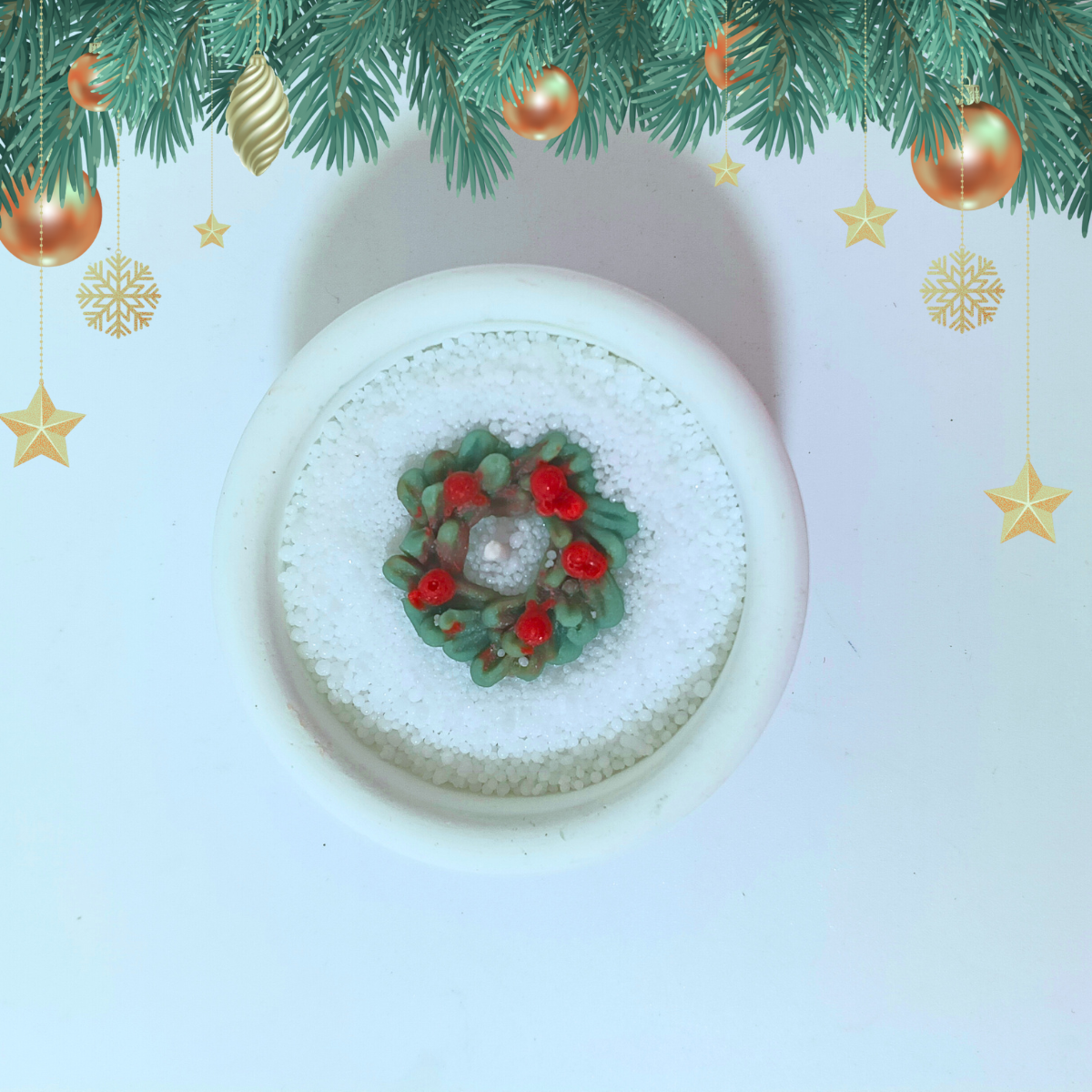 Christmas Wreath Candle Topper Mould for diy concrete, jesmonite, resin and candle handmade decor