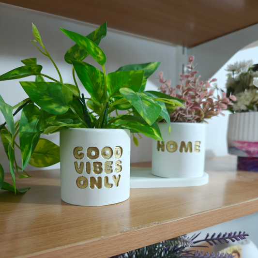 Good Vibes Only Text Planter Mould for jesmonite, concrete, cement for diy handmade crafts and art