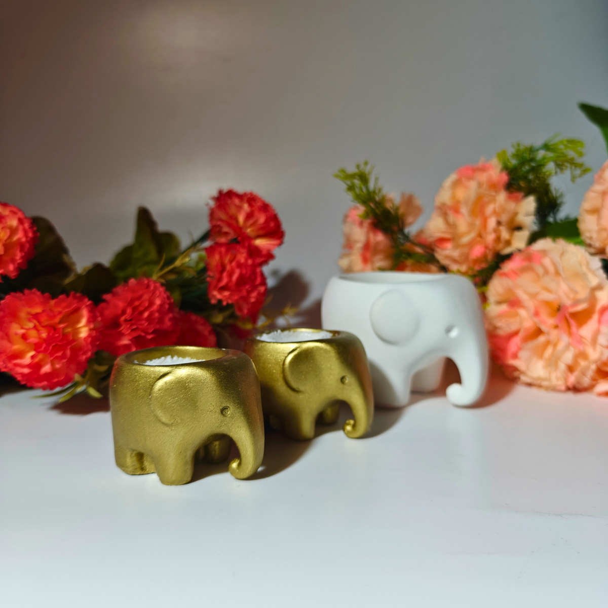 Mini Baby Elephant mould for candle holder for diwali and planters