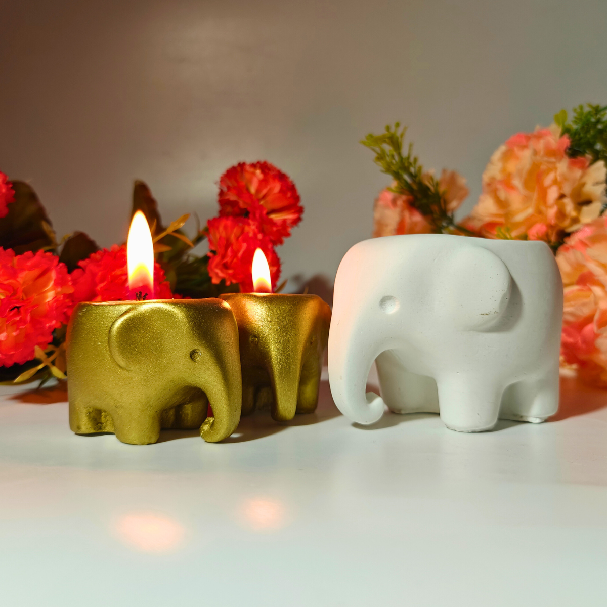 Mini Baby Elephant mould for candle holder for diwali and planters