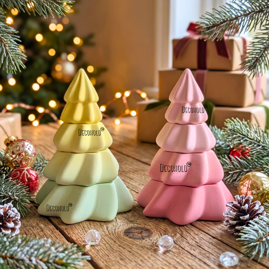 Stack of 4 Christmas Tree Candle Jar Mold