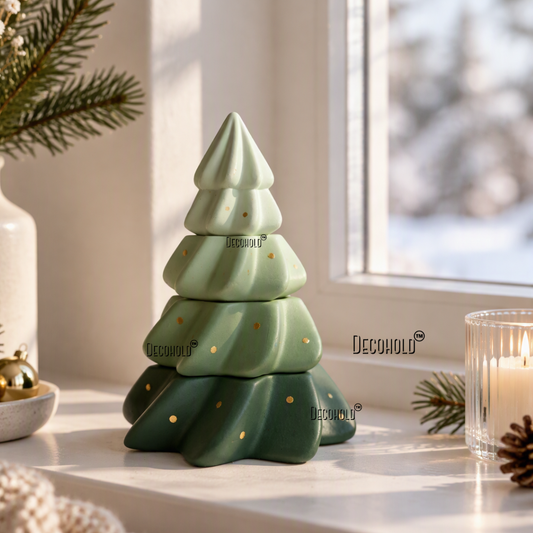 Stack of 4 Christmas Tree Candle Jar Mold