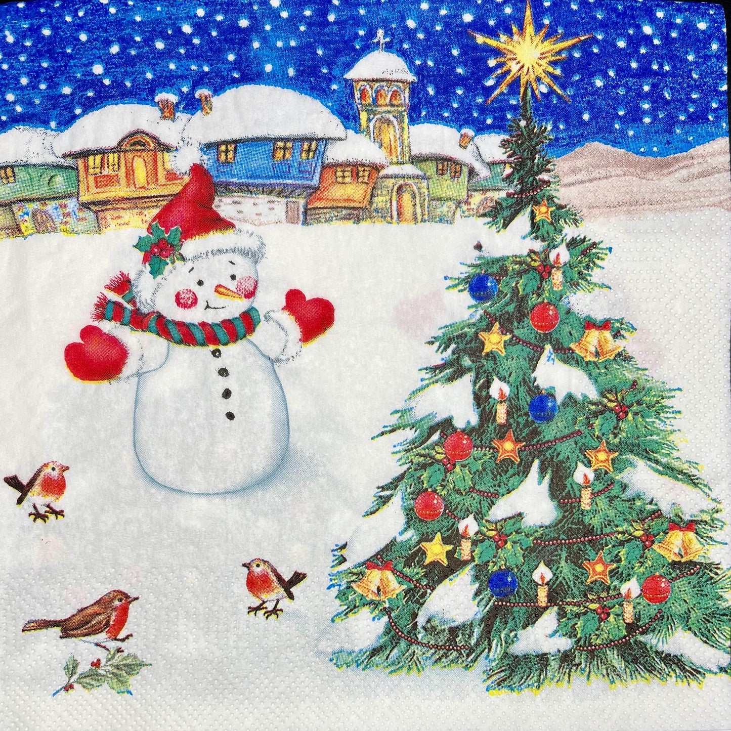 Snowman with Tree Decoupage 