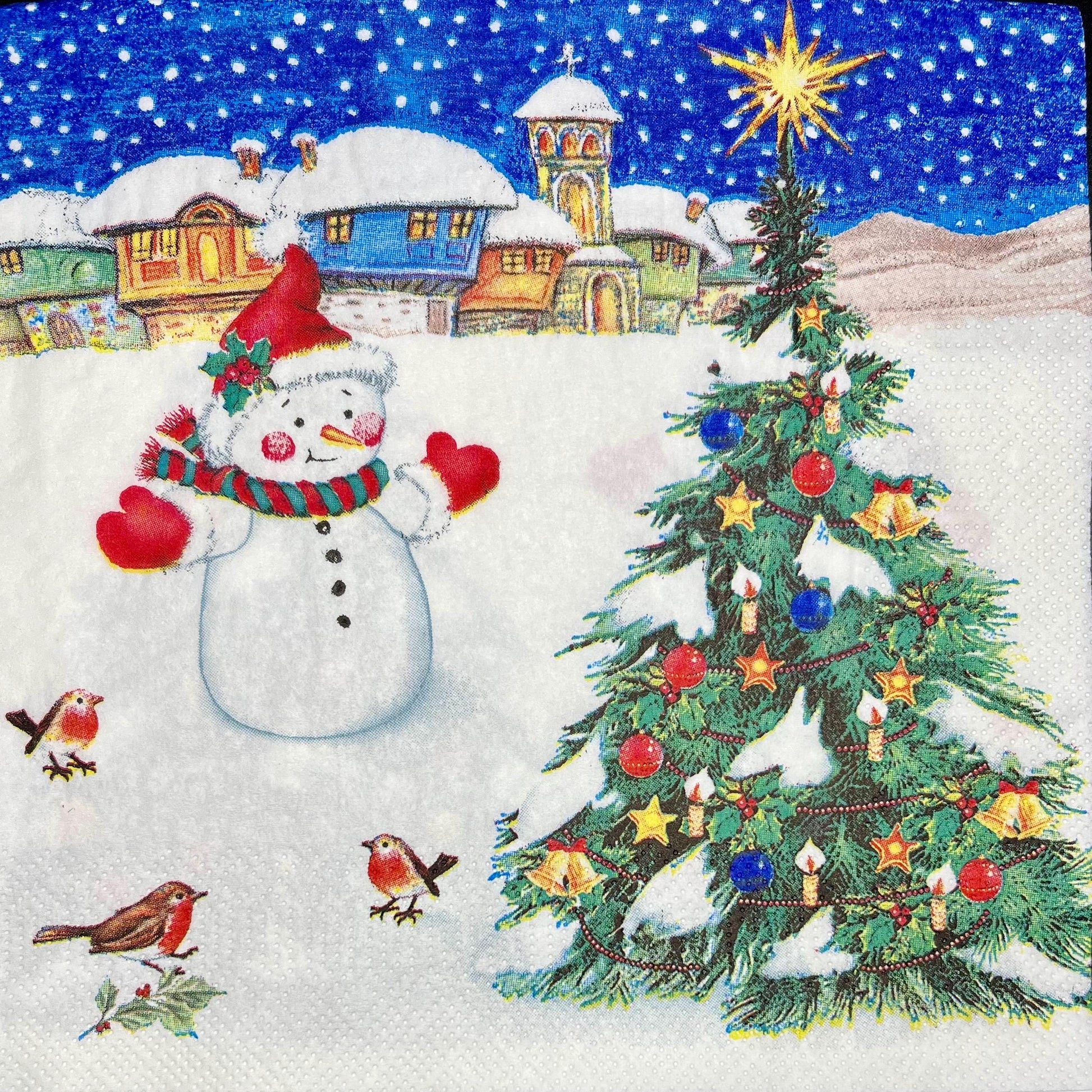 Snowman with Tree Decoupage 