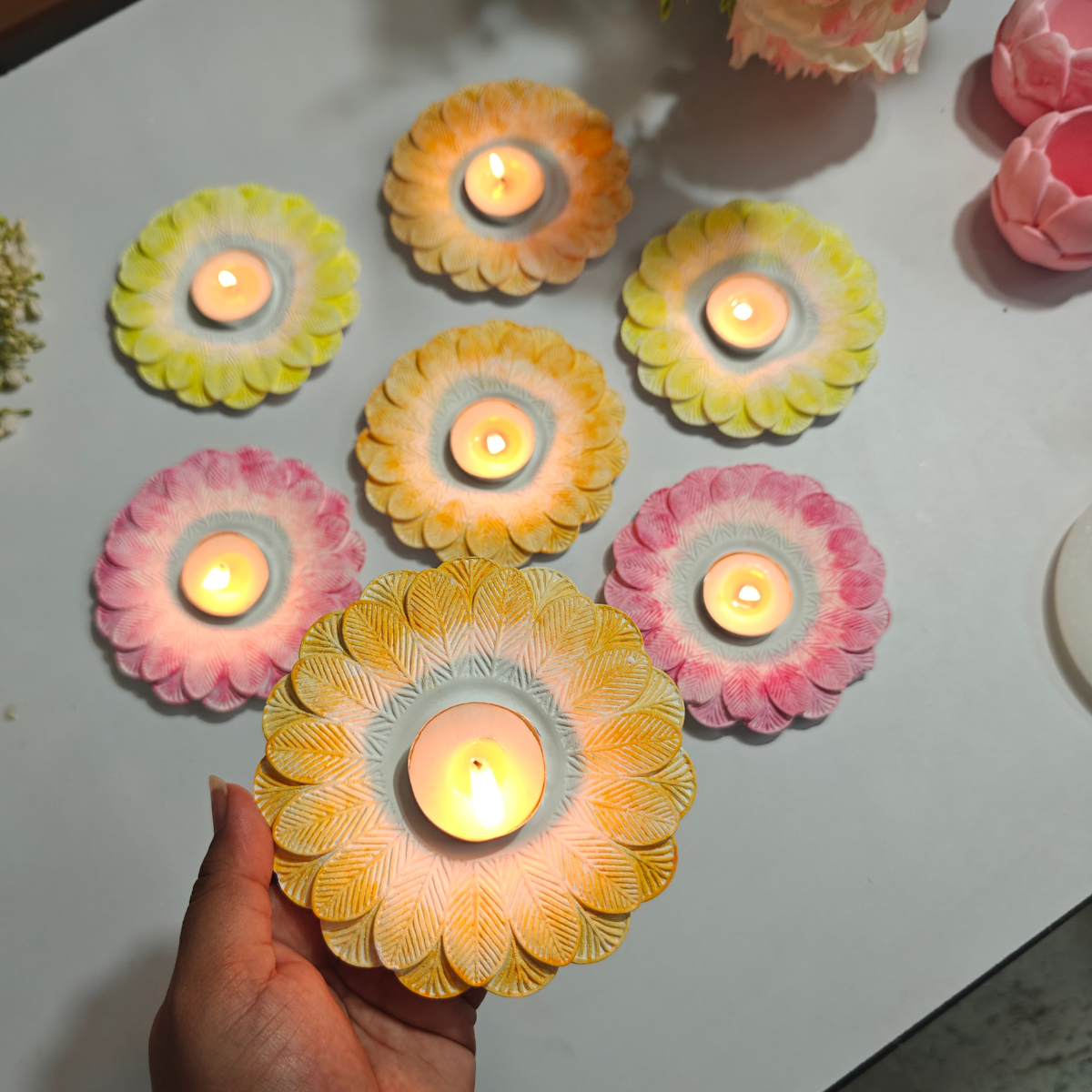 SuryaMukhi Tealight Holder Mold for concrete diy art, candle holder