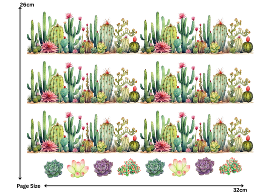Cactus Bloom Flower (1 Sheet: Water Transfer Sticker)