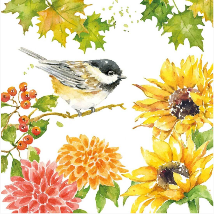 Yellow Flower Birds Decoupage 