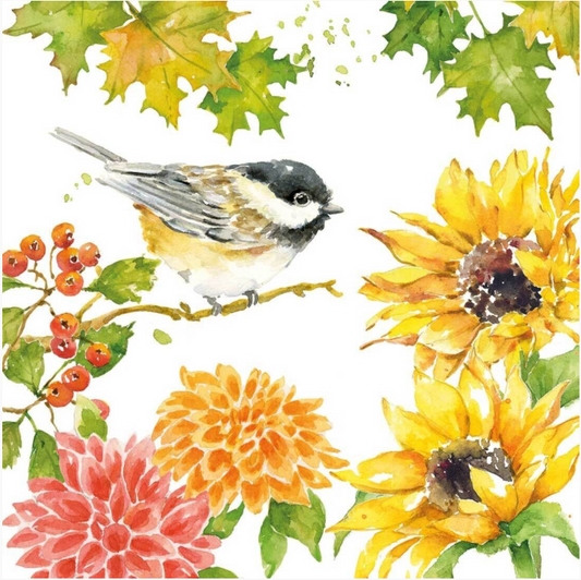 Yellow Flower Birds Decoupage 