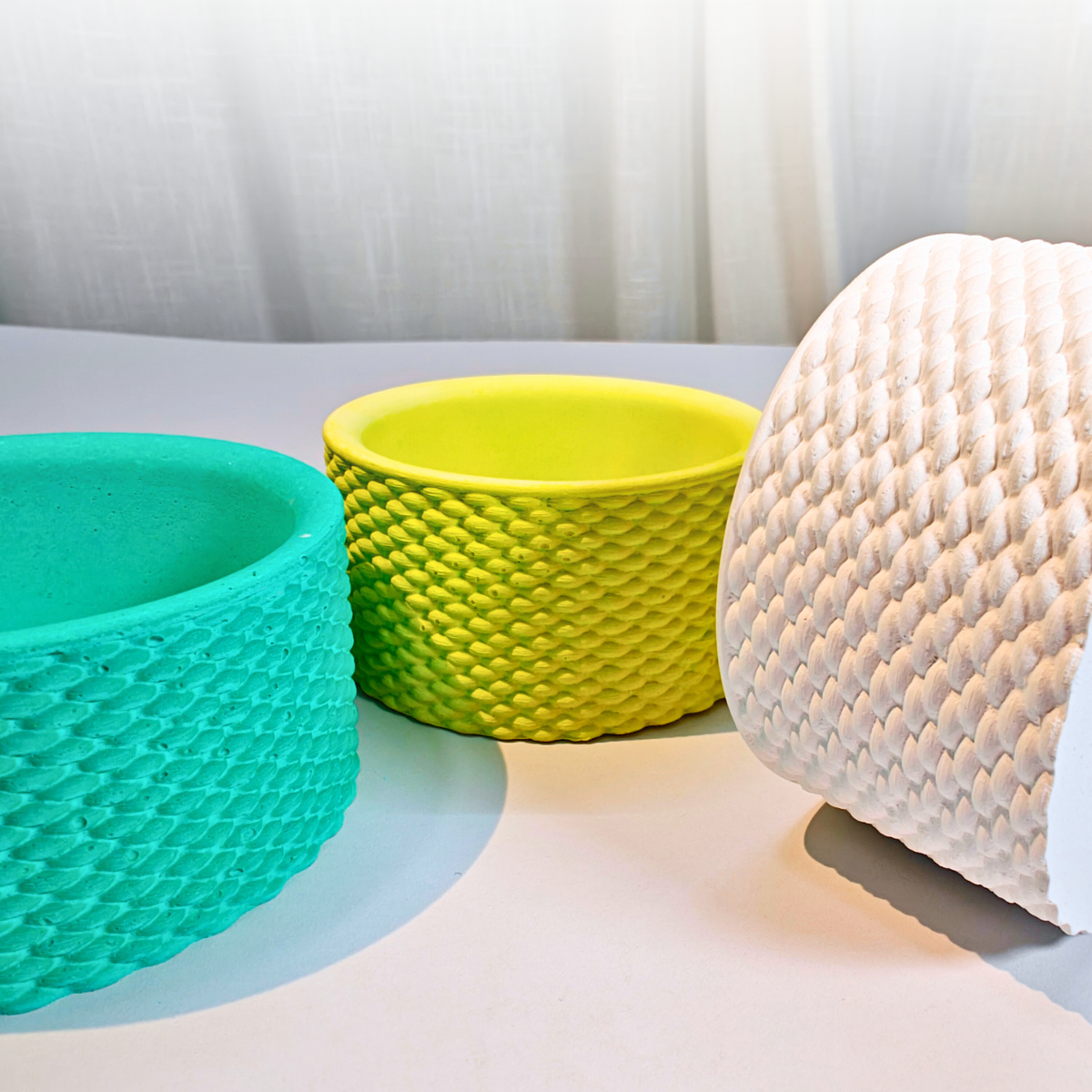 basket texture jar mould for diy concrete, jesmonite, resin and candle handmade decor